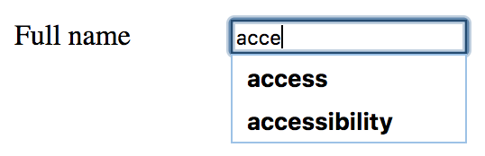 Browser standard autocomplete